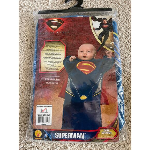 Baby Superman Man of Steel Bunting Costume And Cape Newborn 0-9 mos new - Picture 1 of 4